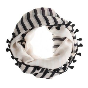 {J. Crew} Blush & Black Stripe Silk Infinity Scarf